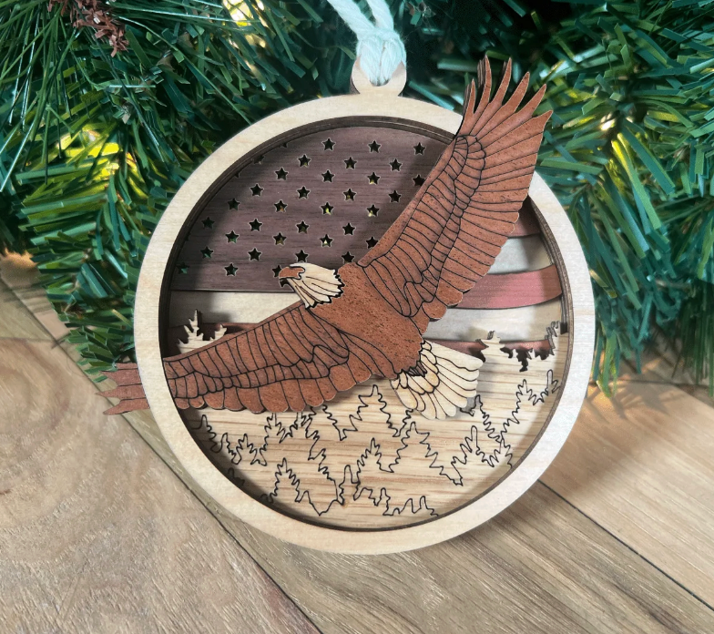 Eagle With Flag Ornament