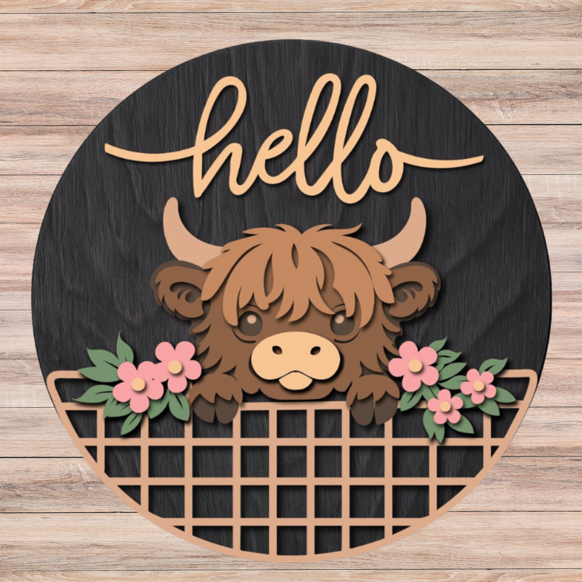 Hello with Highland Cow