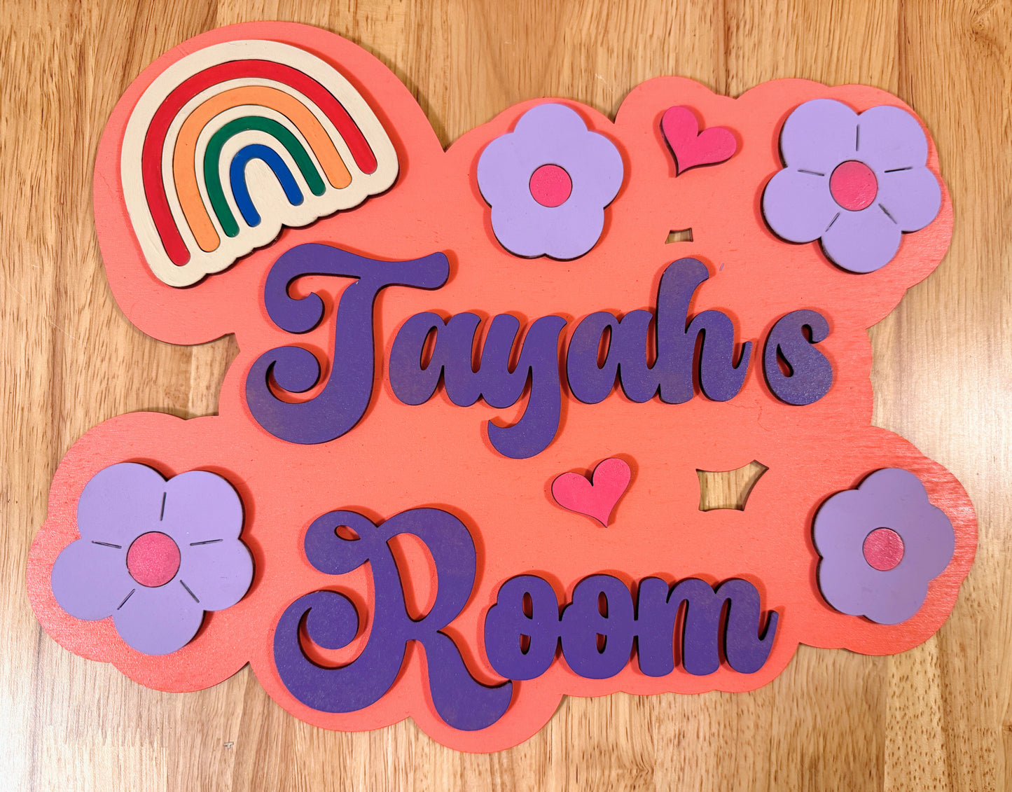 Personalized Rainbow and Flower Name Sign
