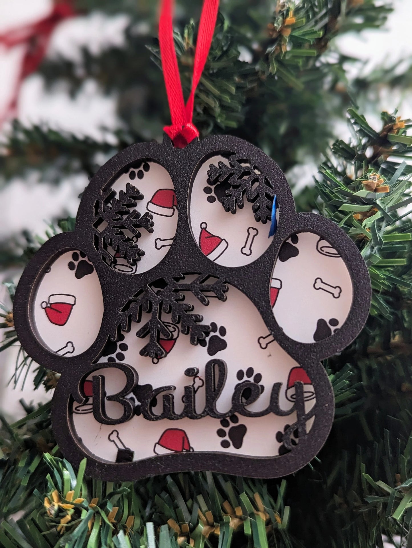 Personalize Pet Ornaments, Custom Pet Ornaments, Holiday Dog Paw Ornaments